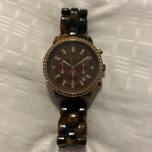 Michael Kors Tortoiseshell Watch with Gold Details